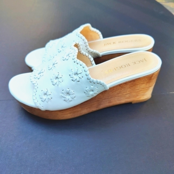 Jack Rogers Talahi — Ivory and Platinum Wedge Heels – Jack  JACK ROGERS Rory Wedge White Floral Women\'s Slip-On Size 8